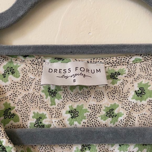 Dress Forum Green Floral Maxi Dress Long Sleeve Smocked Waist Boho Size S - Picture 4 of 9